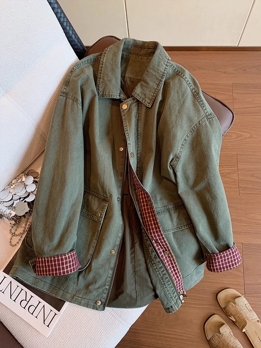 Down Jacket Packable - Chaqueta vaquera verde militar Vintage para